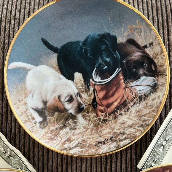 Franklin Mint Heirloom Plates of 3, Beginner’s Luck, Three to Boot, A Bushel of - Picture 4 of 7